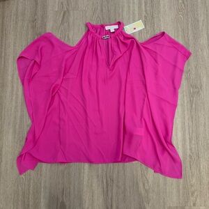 NWT Michael by Michael Kors Size Medium Cold Shoulder Silver Metal Detail Blouse